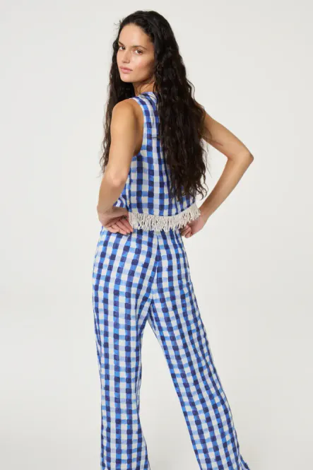 Hovedbilde Tropez Trousers Blue Check-In Fabienne Chapot