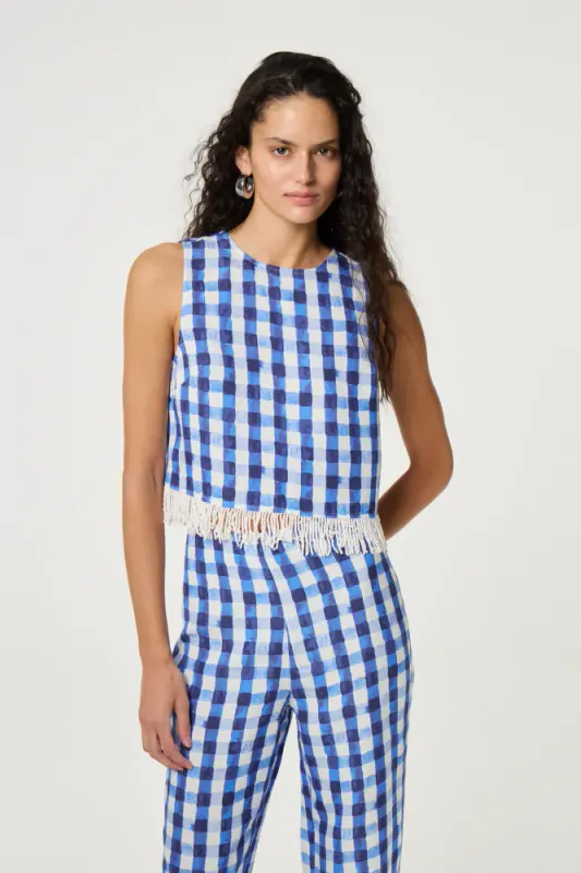 Maxime Top Blue Check-In Fabienne Chapot
