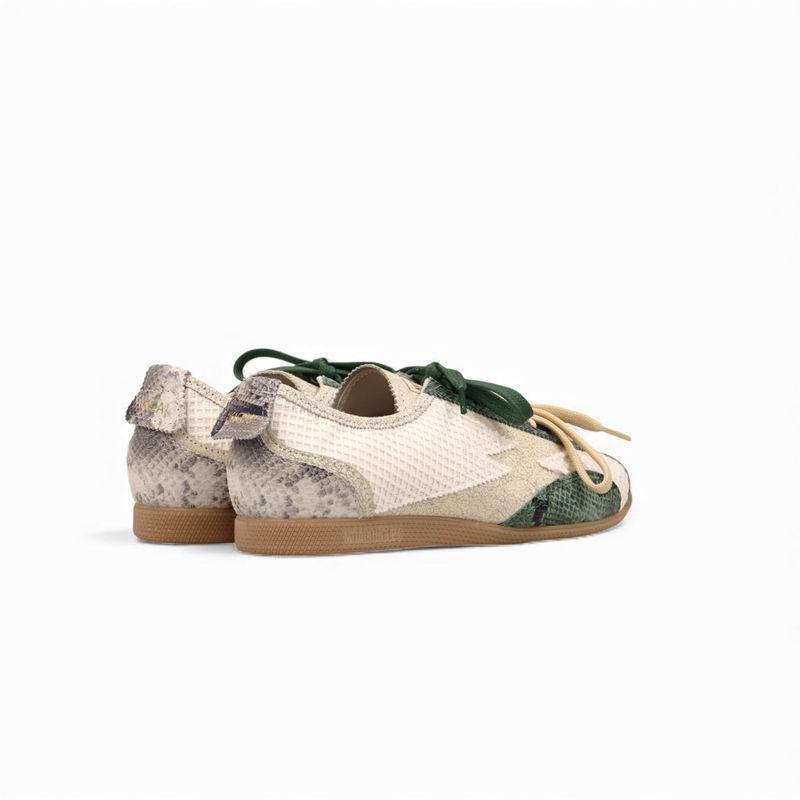 IK302 Ikigai Off White Mesh Mint And Off White Snake Print Detail Sneakers Moaconcept