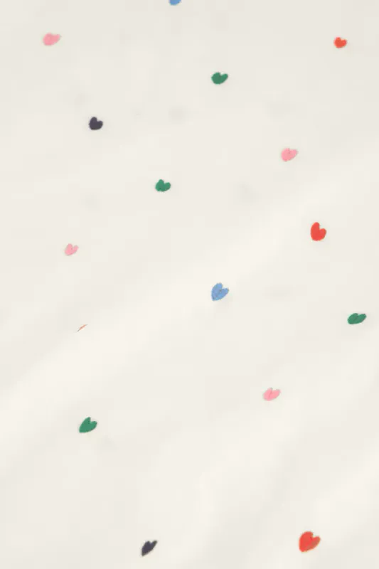 Phil V-Neck T-shirt Cosy White Colorful Heart Fabienne Chapot