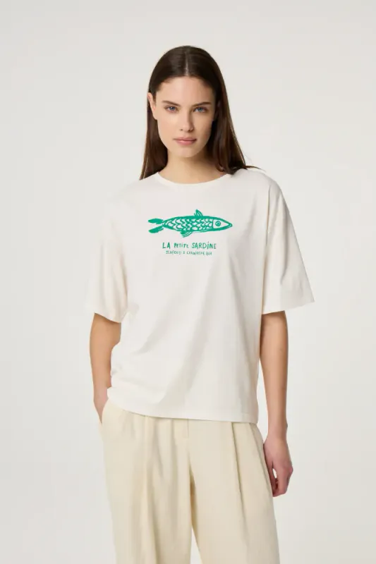 Fay T-shirt Cosy White/Green Fabienne Chapot