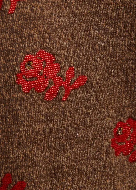 Korine Embroidered Pullover Camel Club Brown/Red Essentiel Antwerp