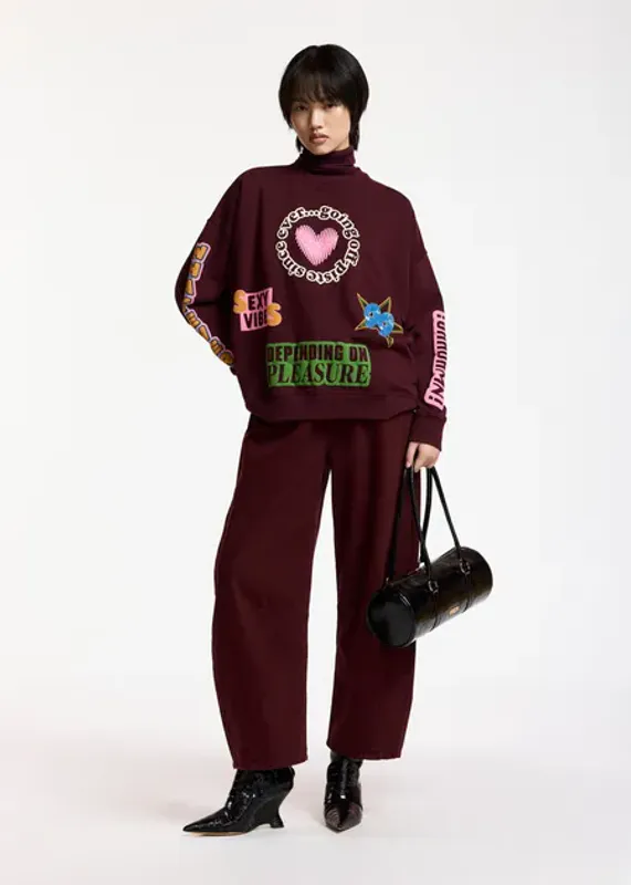 Kampus Printed Sweatshirt Burgundy/Multicolor Essentiel Antwerp