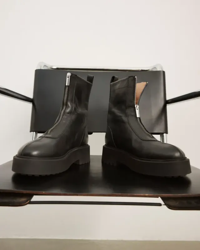 Alma Black Leather Boots Flattered