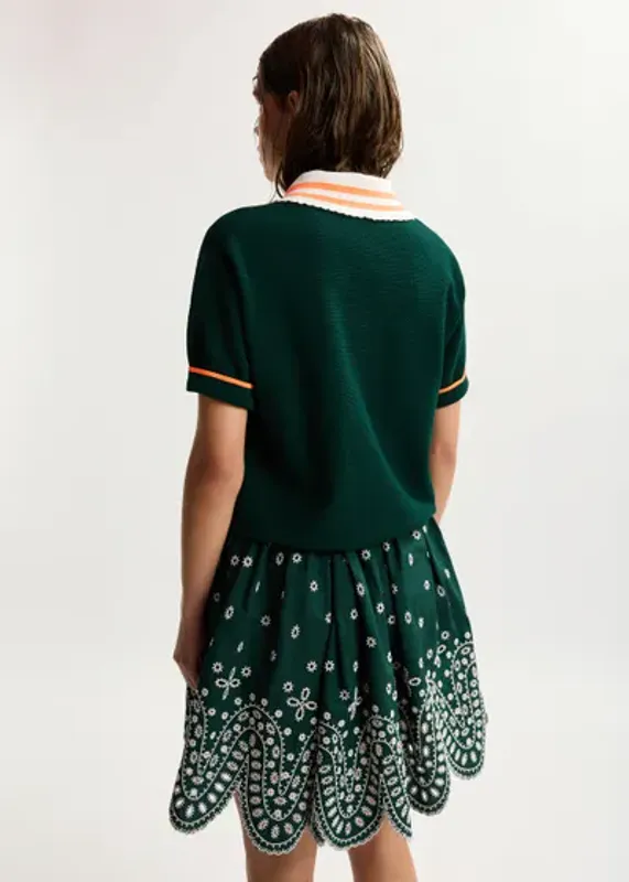 Kontrast Knitted Polo Bottle Green Essentiel Antwerp