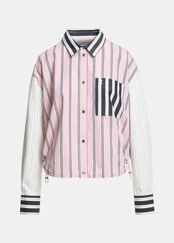 Kozef Fabric Mix Cropped Shirt Steel Pulse Essentiel Antwerp