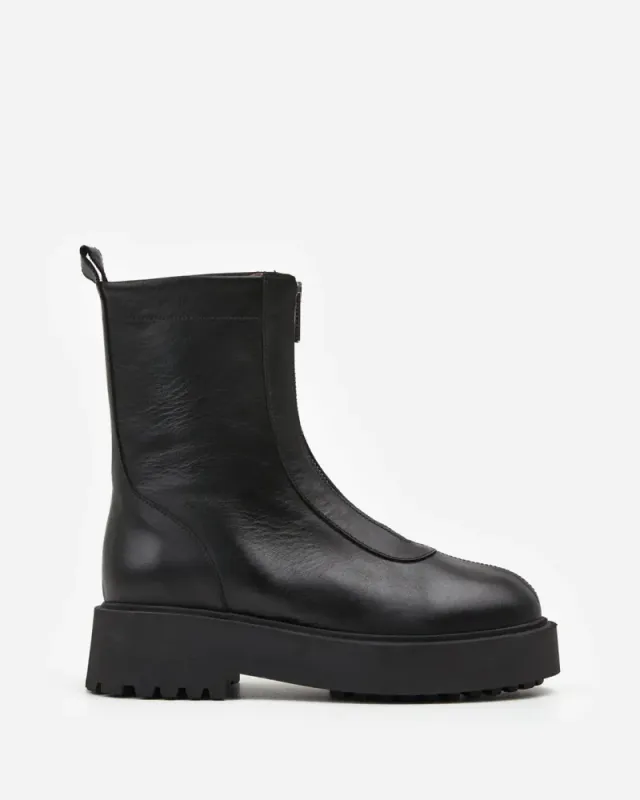 Alma Black Leather Boots Flattered